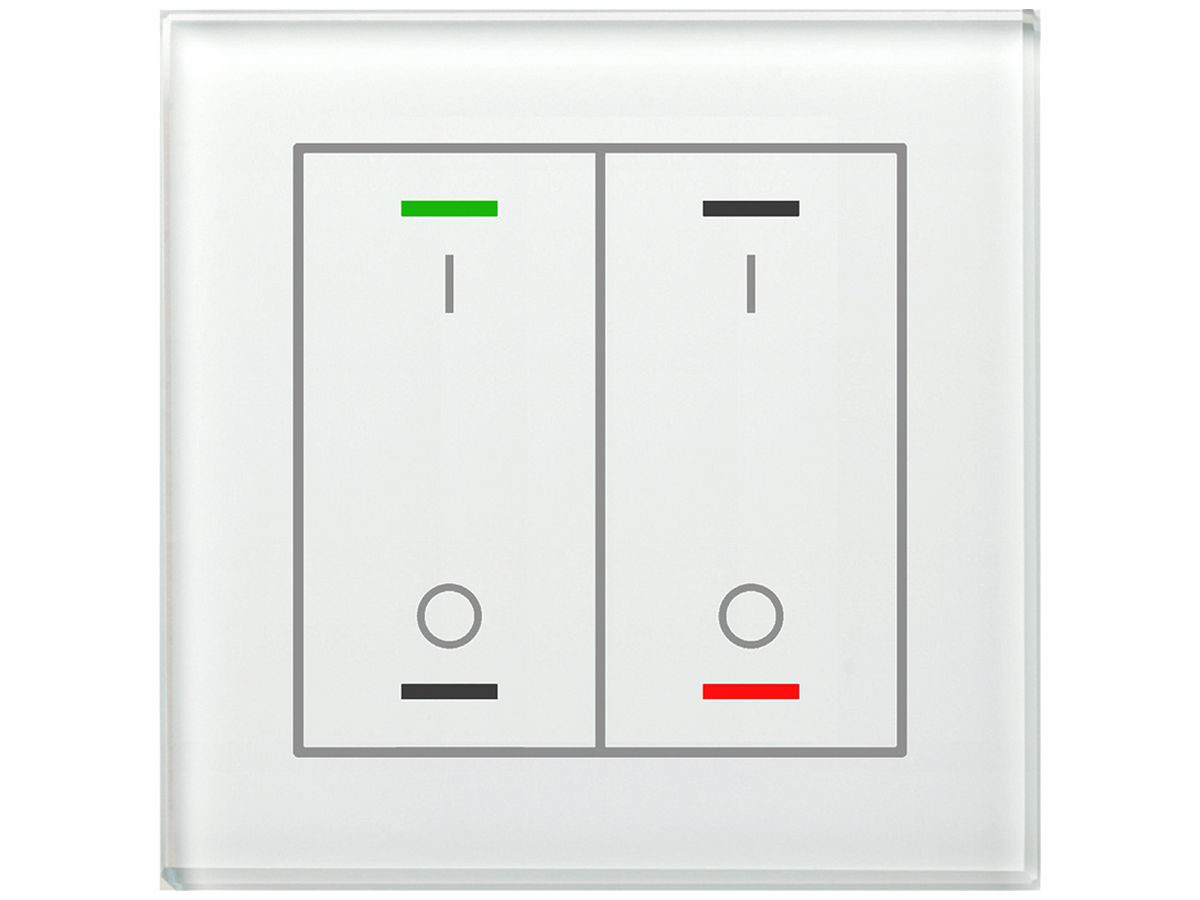 UP-Taster KNX RGBW MDT BE-GTL2TW.B1 2T/4B Temp.Glas weiss "I/O"