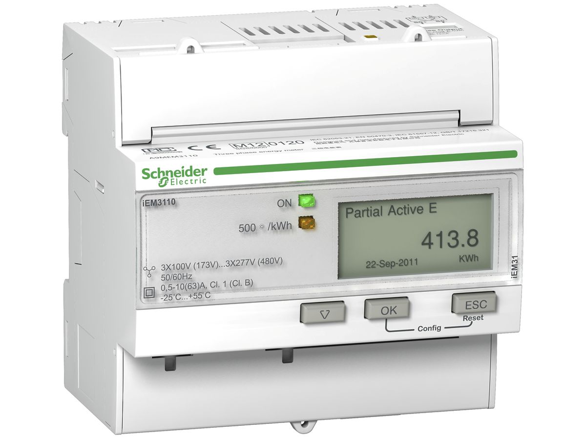 REG-Energiezähler Schneider Electric iEM3110 MID 3P+N 63A Impulse