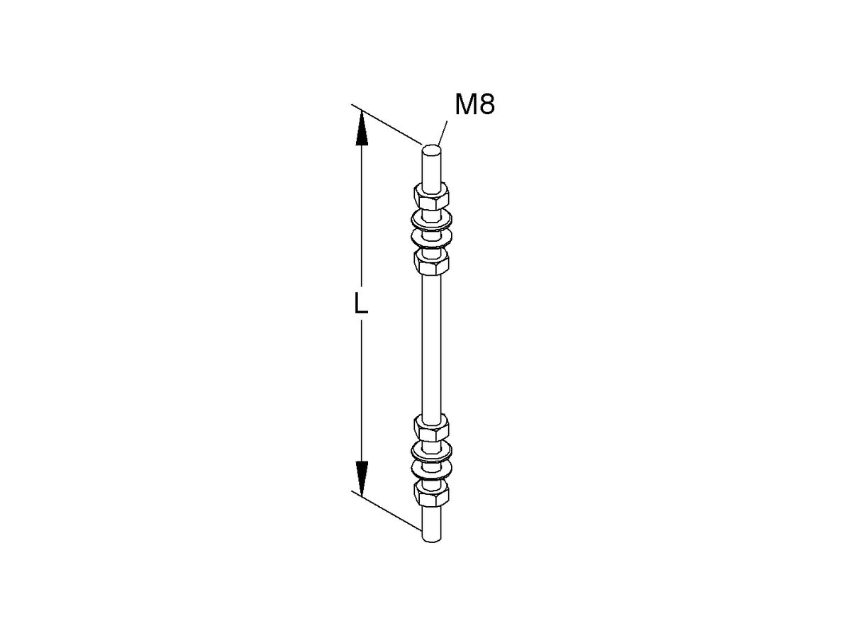 Gewindestange M8 200mm sendzimir verzinkt NIED