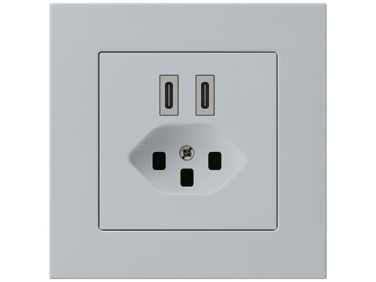 UP-USB-Ladesteckdose Hager kallysto.pro C-C 20W+T23 5V 94×94mm grau