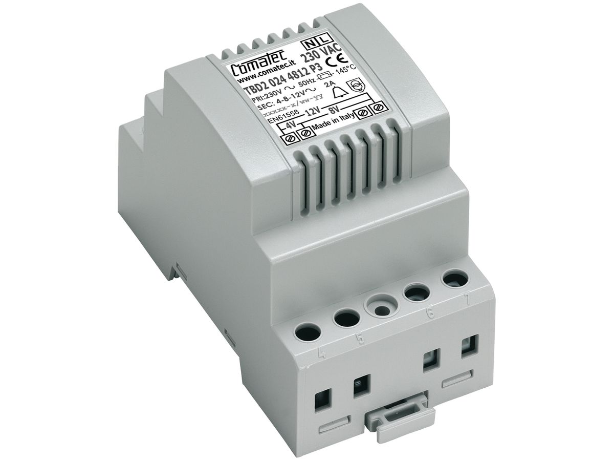 REG-Klingeltransformator Comatec TBD2, IN: 230VAC, OUT: 4…12VAC/24VA, 3TE