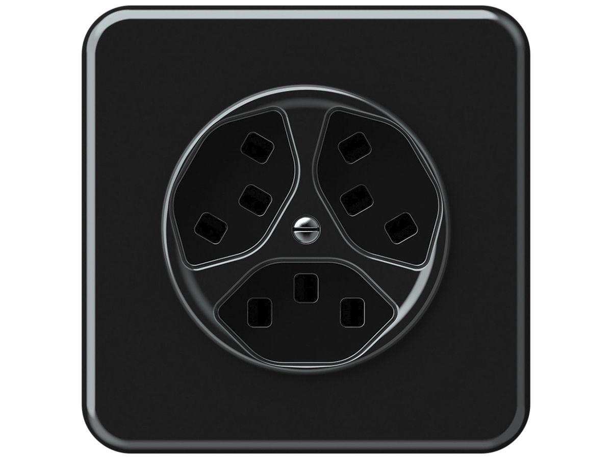 UP-Steckdose origin 3×Typ 23 16A 230V 92×92mm schwarz