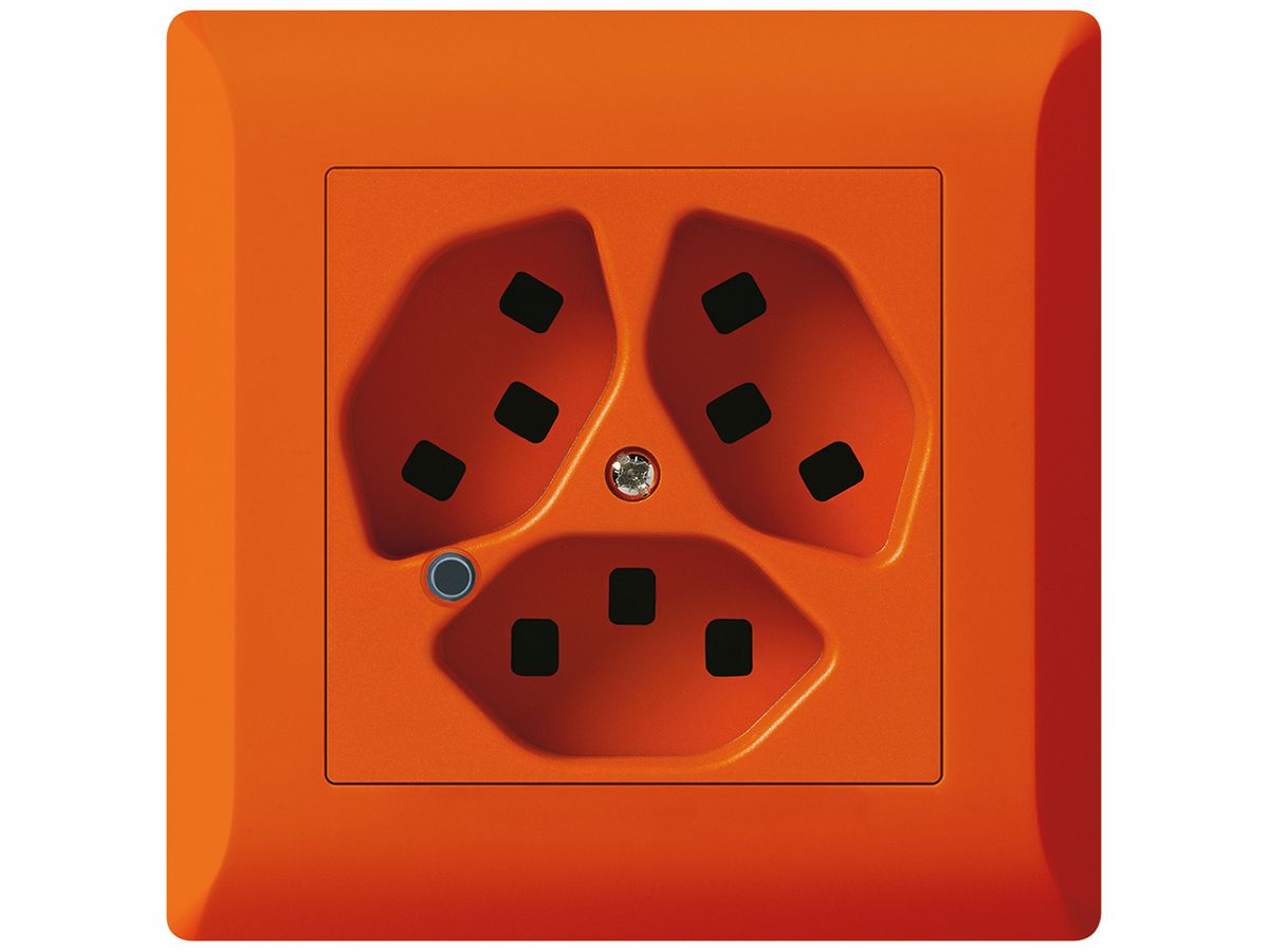 UP-Steckdose Hager kallysto.line 3×T23 beleuchtet C orange