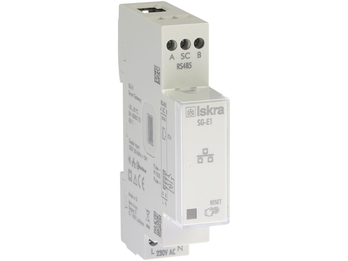 REG-Smart Gateway Ethernet, 230V, RS485, 2 IR-Ports seriel, 1TE, 18×90×60mm