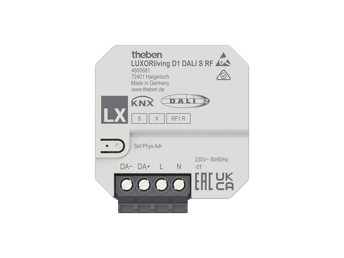 EB-Dimmaktor KNX Theben LUXORliving D1 S RF, Funk, DALI-2, 1 Kanal