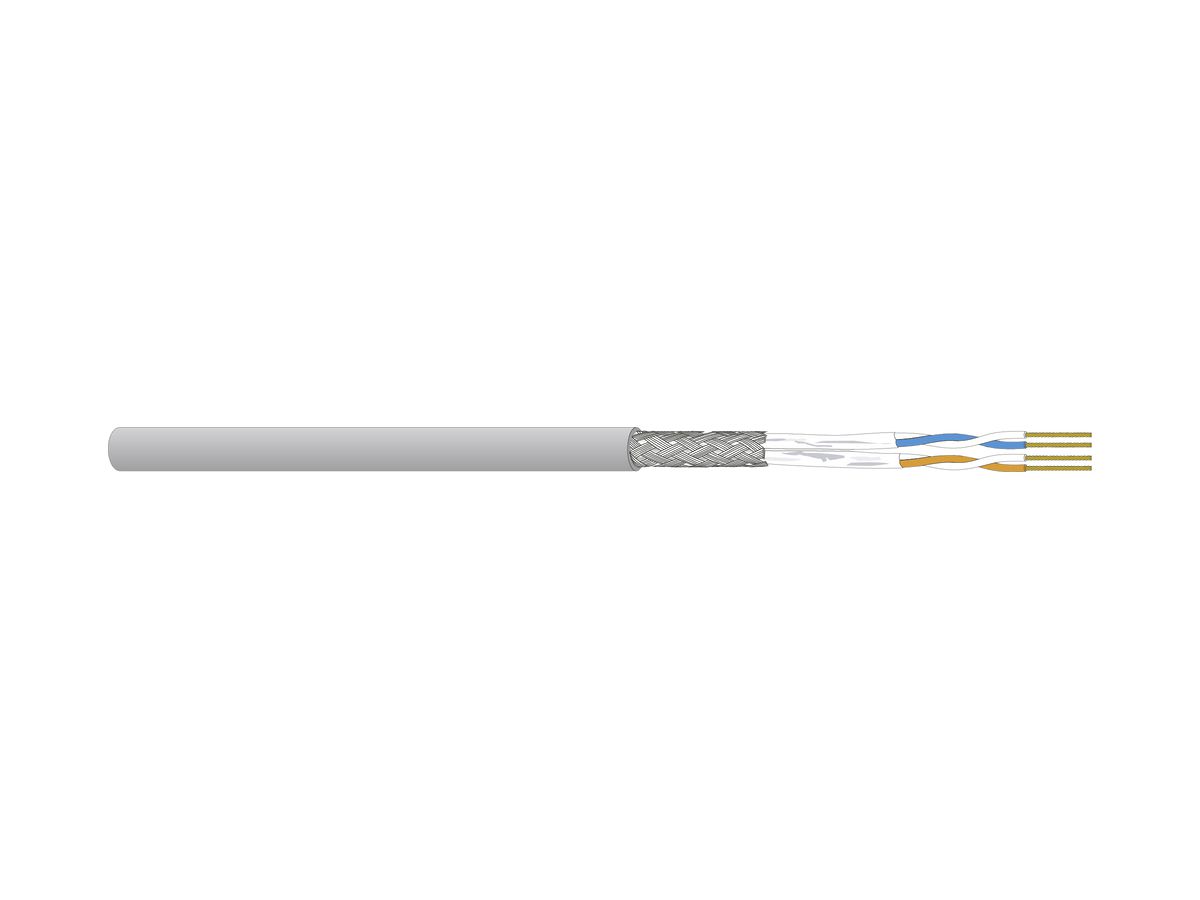 Datenkabel Dätwyler CU 7702 2P flex 2×2×0.132 S/FTP Kat.7 LSZH Eca grau