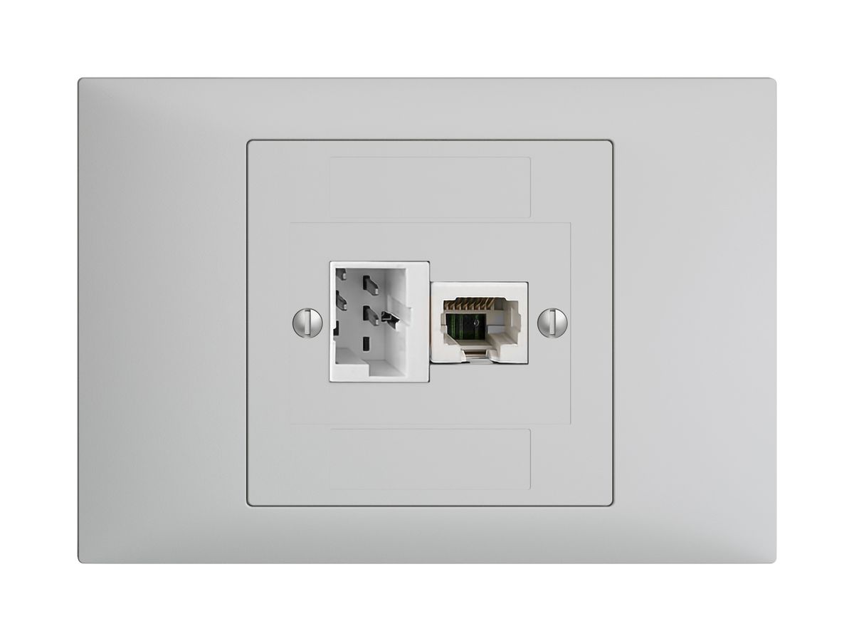 EB-Dose 1×T+T,1×RJ45/u 4P EDIZIOdue hellgrau ITplus ITM