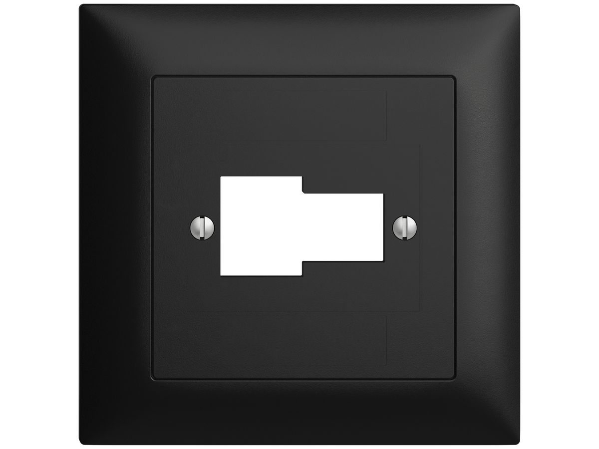 Frontset EDIZIOdue schwarz 88×88mm 1×TT 1×RJ45