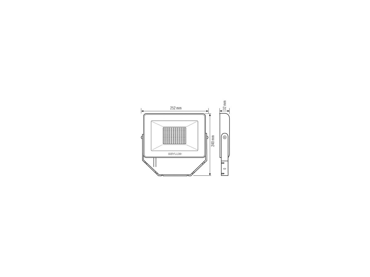 LED-Strahler ESYLUX OFL BASIC, 50W 4000K 5000lm 240×32×170mm IP65, weiss