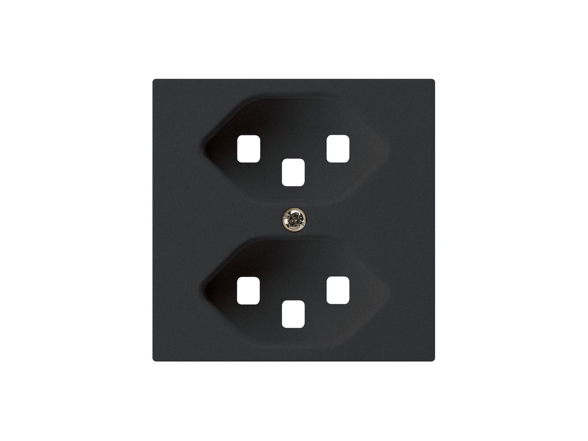 Frontplatte kallysto 2×T23 schwarz 60×60mm für Steckdose 2×T23