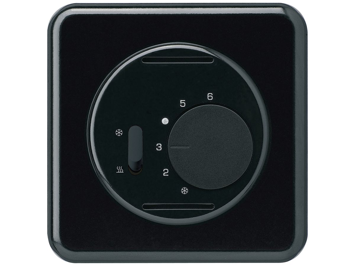 UP-Frontset Hager basico, für Thermostat mit Schalter Heizen/Kühlen, schwarz