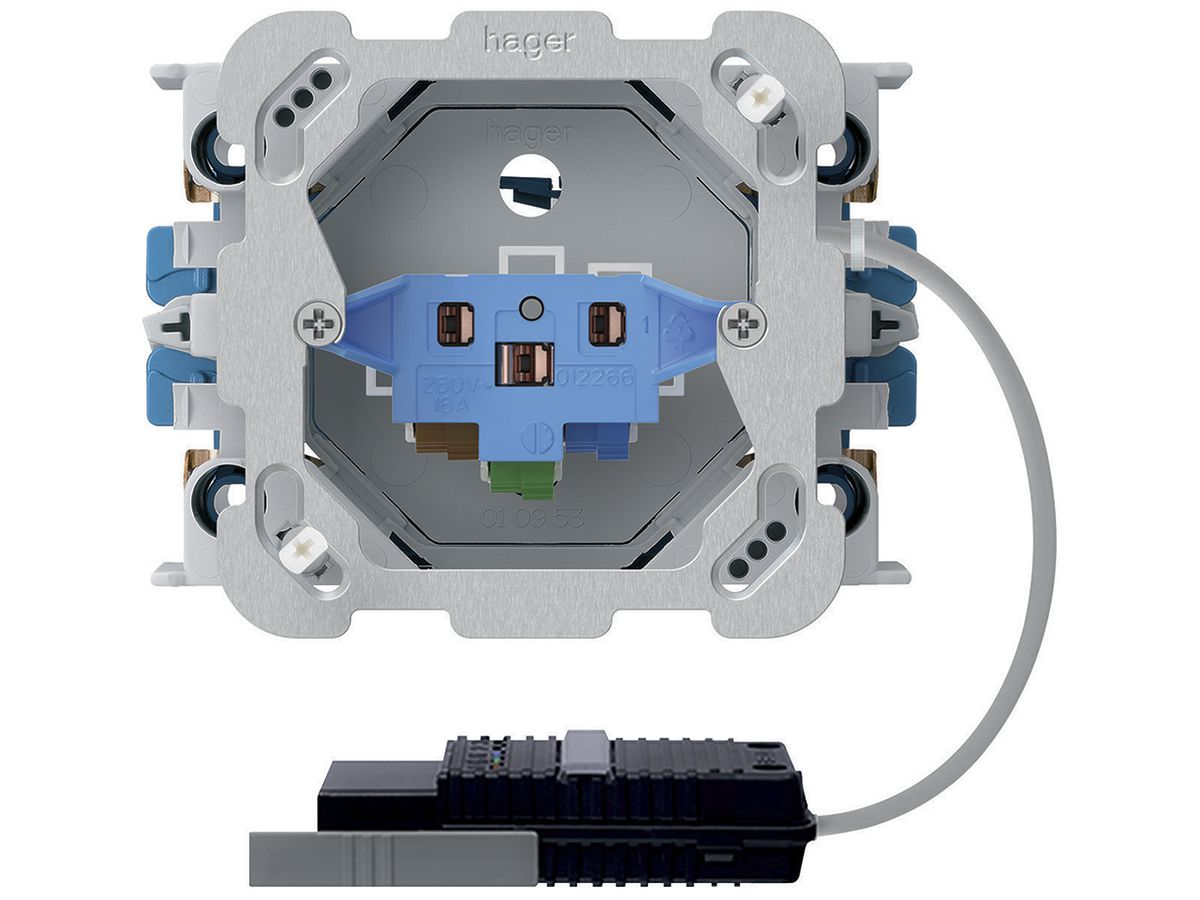 EB-Steckdose 1×Typ 13/23 Hager L1 Rundkabel mit EB-Dose G3