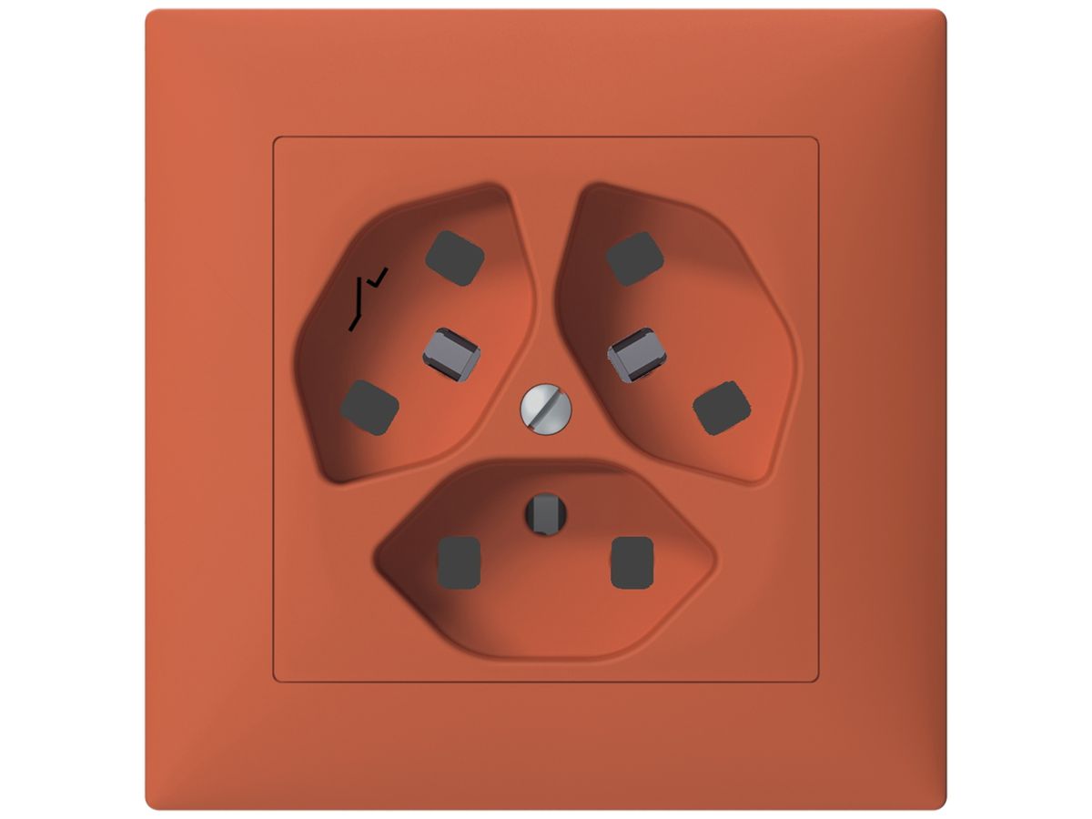 UP-Steckdose SIDUS 3×T23/1 orange mit shutter