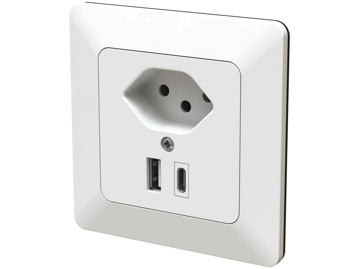 UP-Kleinkombination MH priamos, Steckdose T13/USB-Ladesteckdose A+C, 18W, weiss
