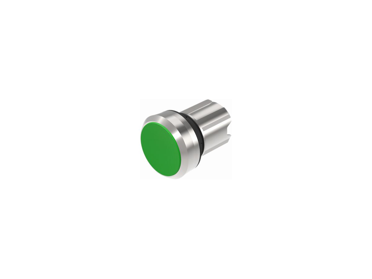 EB-Drucktaster EAO45, I, grün Ring silber bündig