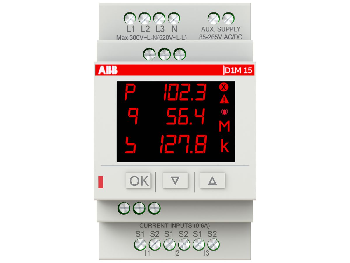 REG-Multimeter ABB D1M 15 V/A/Hz/P/E 3LN 1A/5A Modbus RTU 3TE