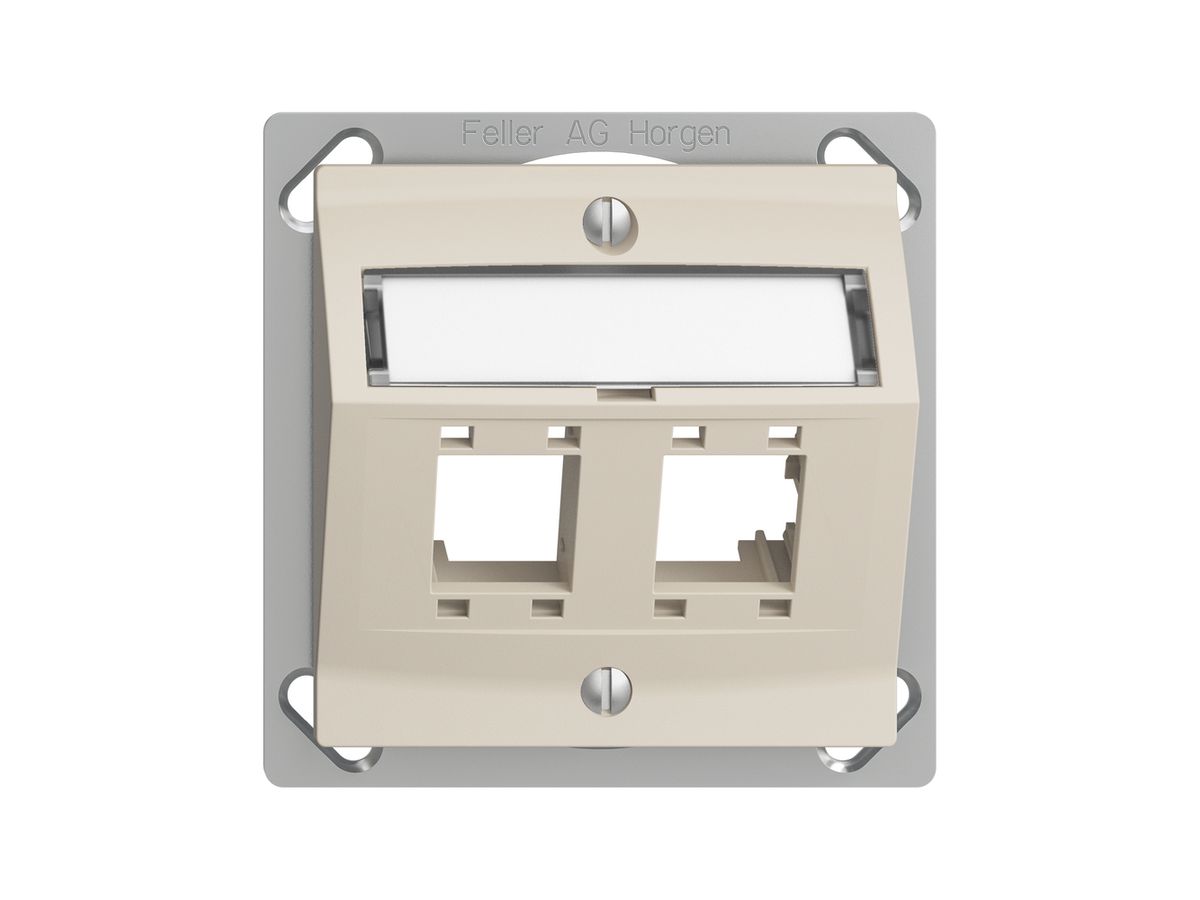 EB-Montageset EDIZIOdue, mit Schrägauslasshaube, für 2×RJ45, crema