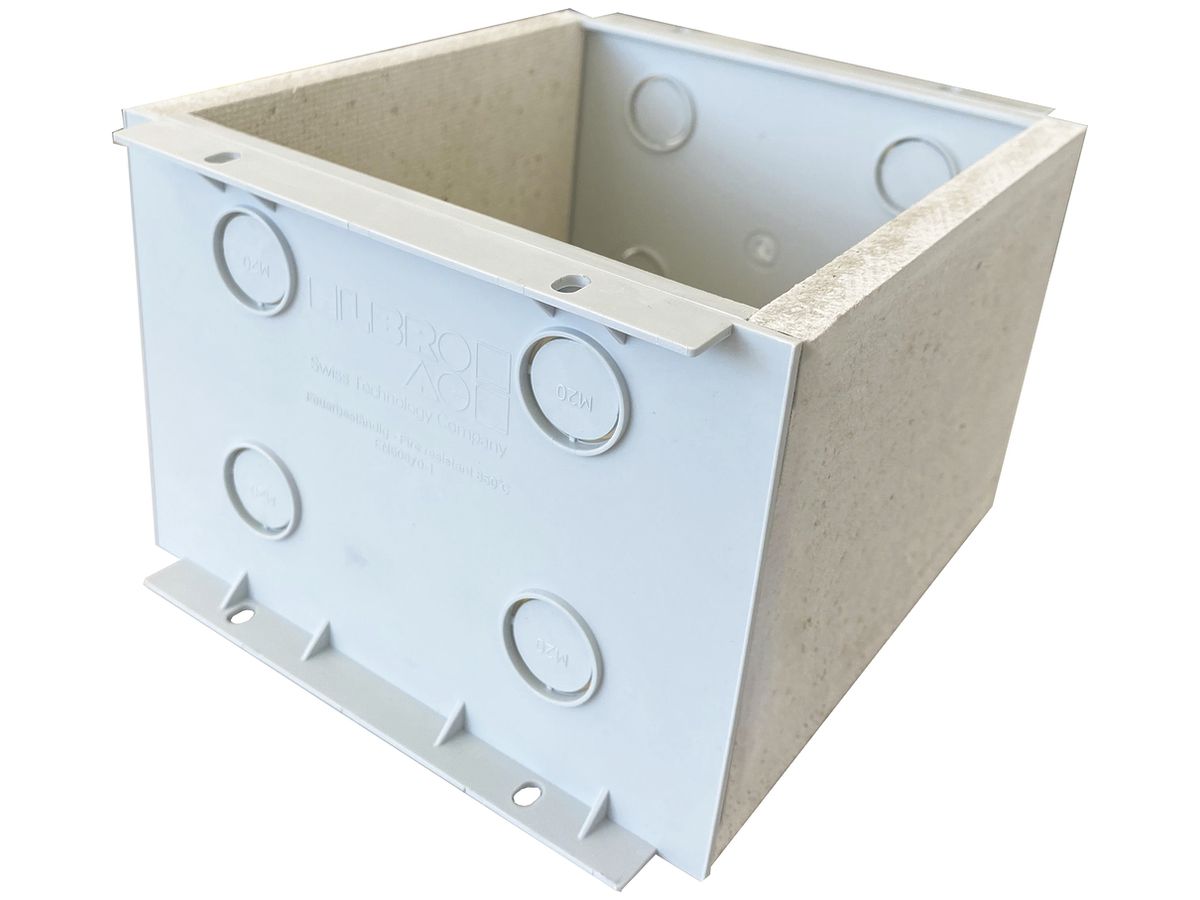 EB-Gehäuse Fire-Stop-Box, Gipsfaserplatte, 150×150×110 mm, GDP 850°C, grau