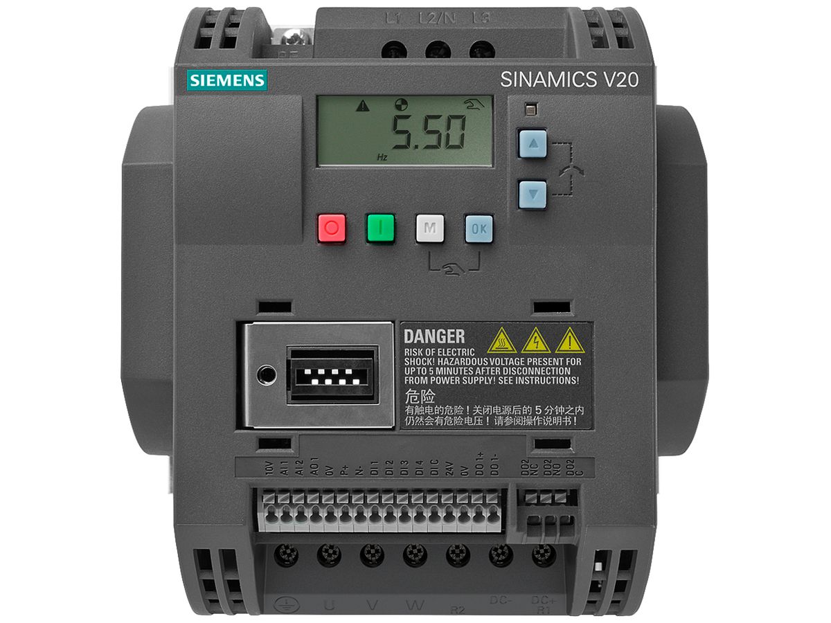 Frequenzumrichter Siemens SINAMICS V20 2.2kW 3L/3L Klasse C Modbus