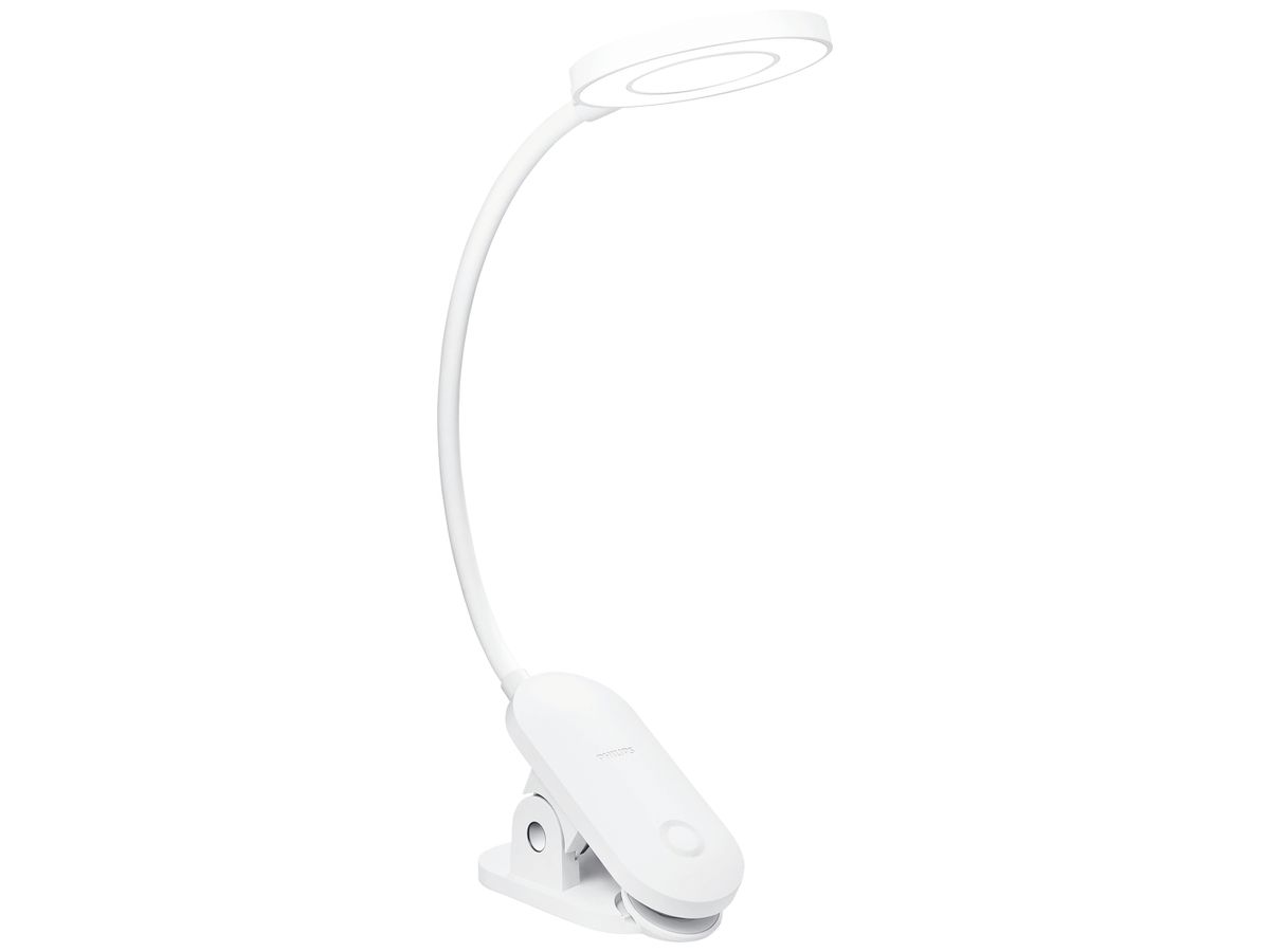 LED-Tischleuchte Philips Forys Clip 5V 5W 200lm 4000K weiss Akku USB Typ C