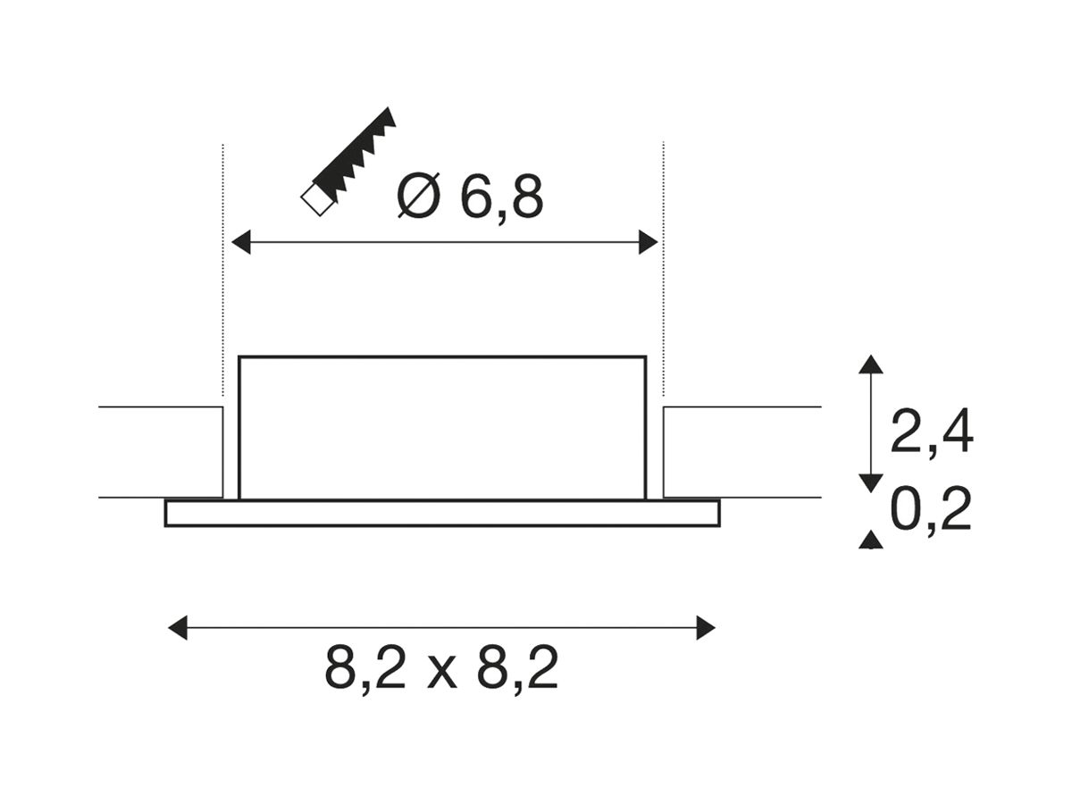 Einbaurahmen SLV NEW TRIA 68 Aluminium 82×82×26mm Messing