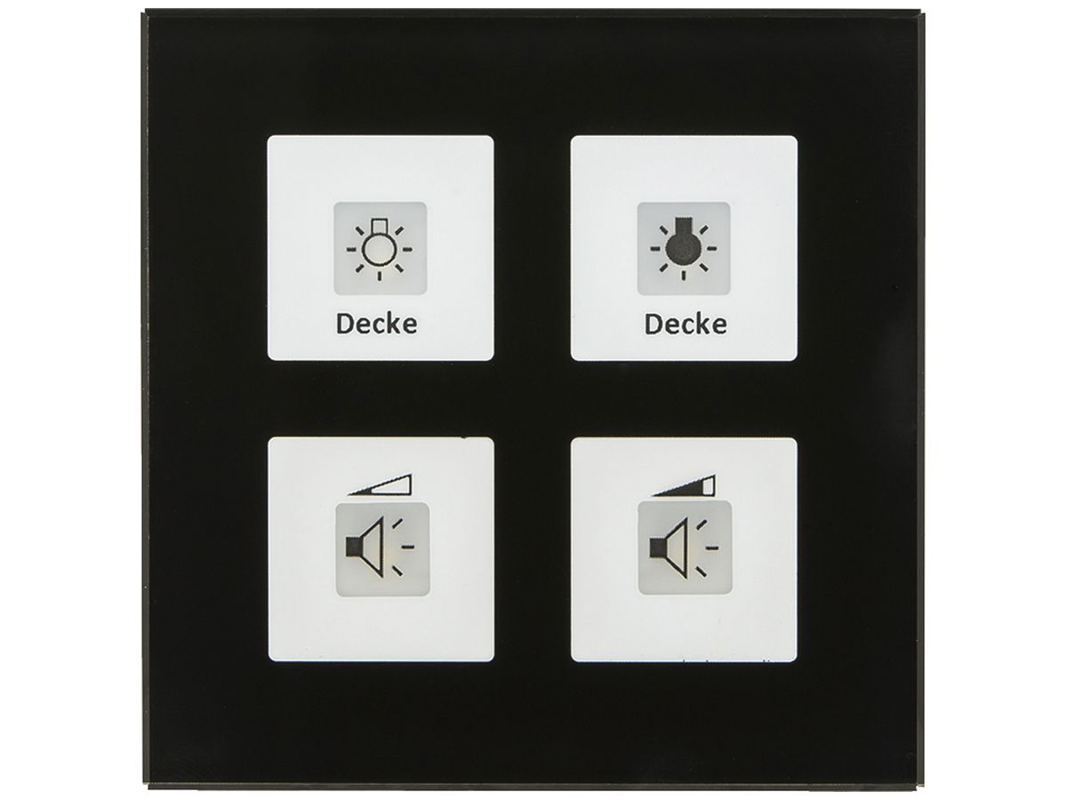 UP-Taster KNX MDT BE-GT04S.01 4T/4B LED Glas schwarz