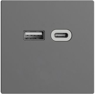 Steckdose USB 18W Typ A + Typ C Feller EDIZIOdue F 230V 3600mA dunkelgrau