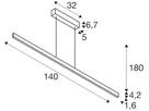 LED-Pendelleuchte SLV ONE LINEAR 140 PD PHASE 35W 1810lm 2700/3000K schwarz
