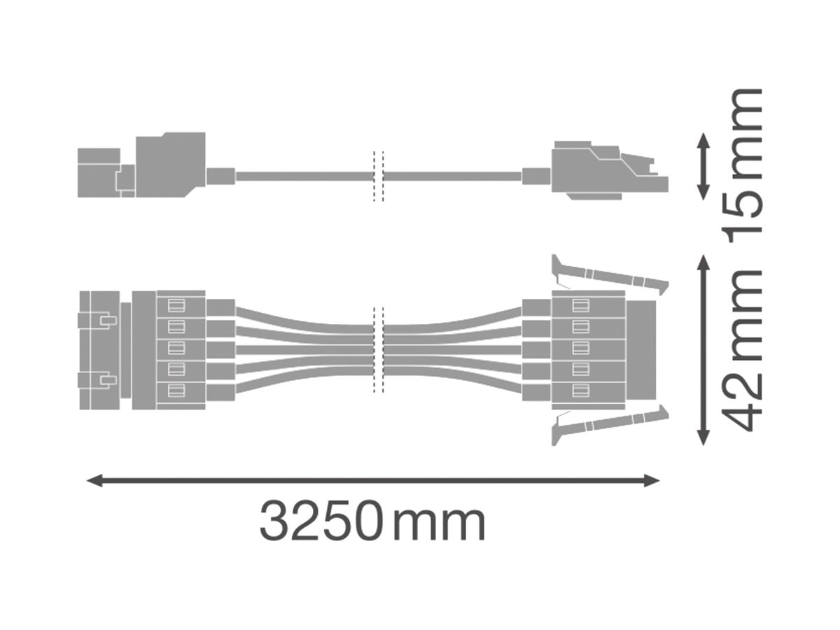 Durchverdrahtung LEDVANCE TRUSYS UNIVERSAL 5×1.5mm² 3250mm Stecker/Buchse weiss