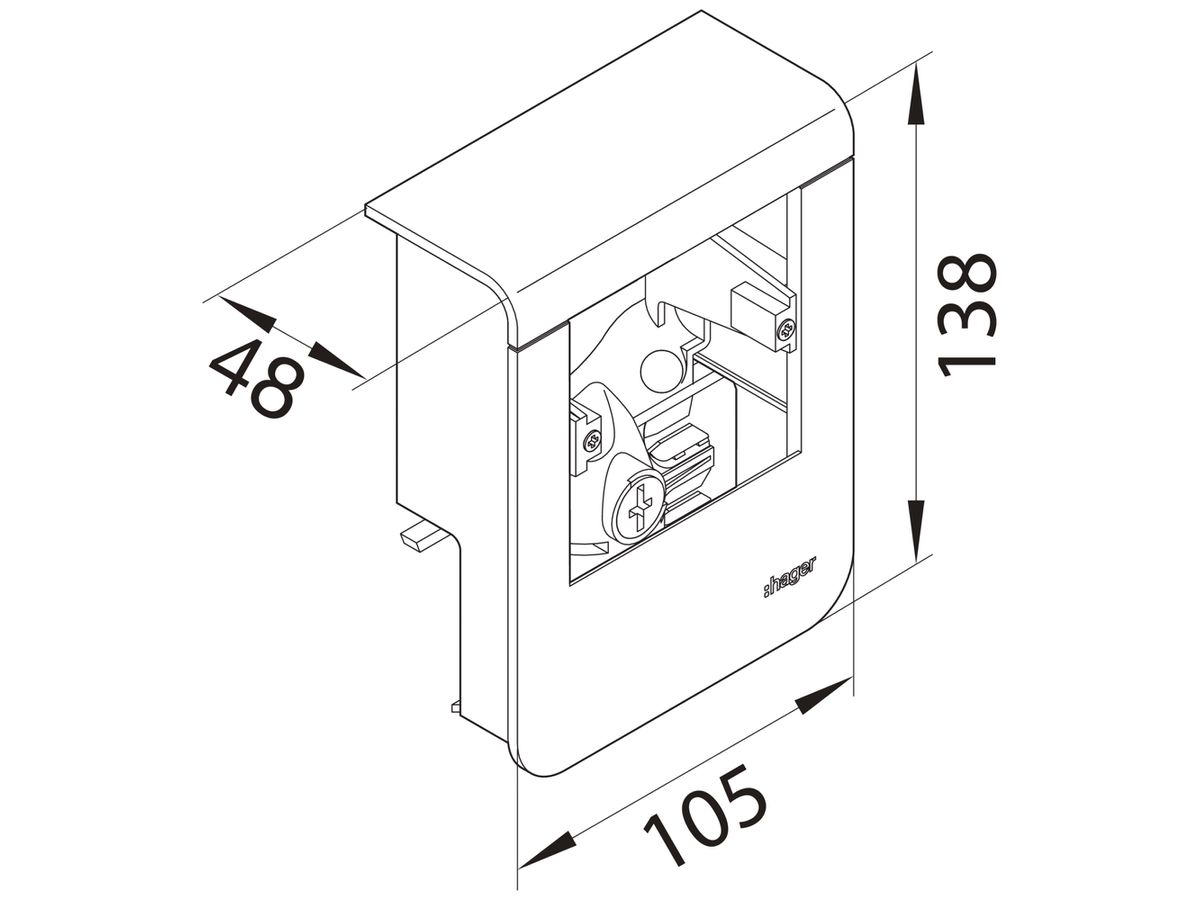 Geräteträger Hager für SL20080 schwarz mit Trafo 24V 30W