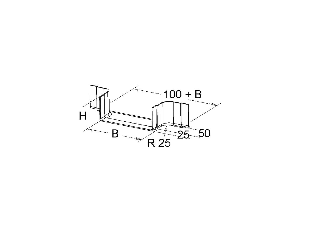 Abzweiger EBO 200×80mm R=25mm