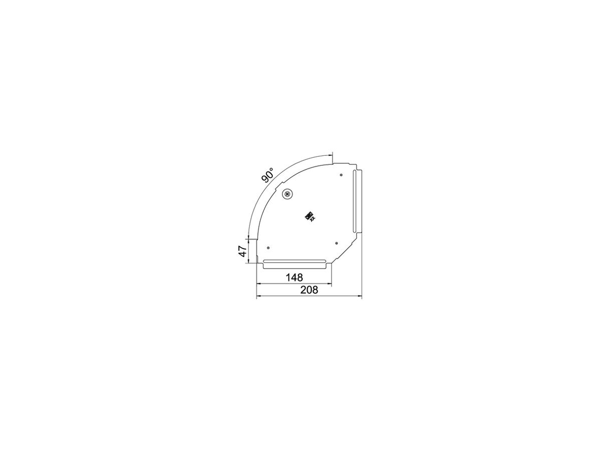 Deckel BET RBD 90° 150mm Edelstahl A2 blank