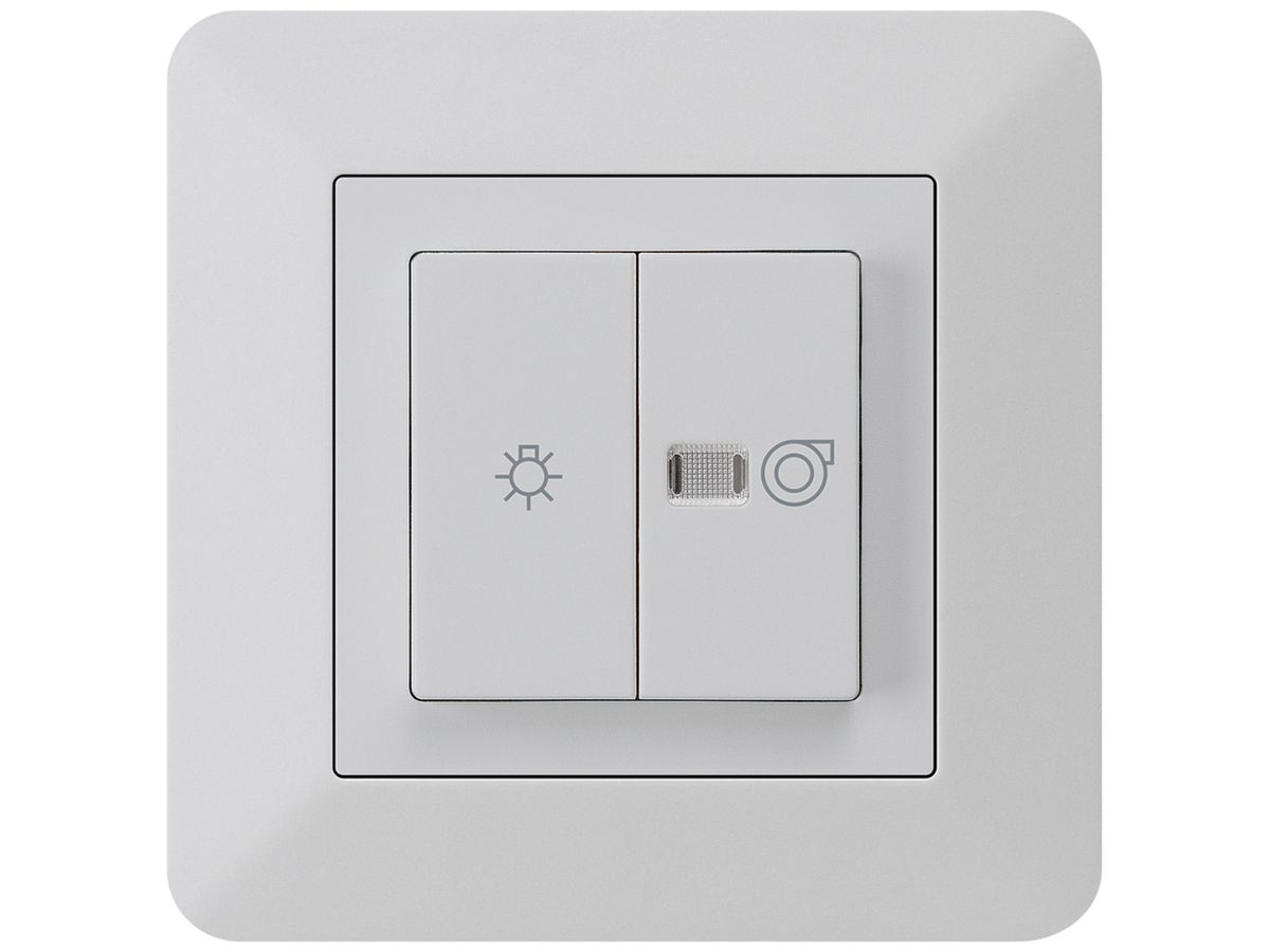 UP-Leuchtdruckschalter kallysto.trend hellgrau 1/1L Symbolen Licht+Ventilation
