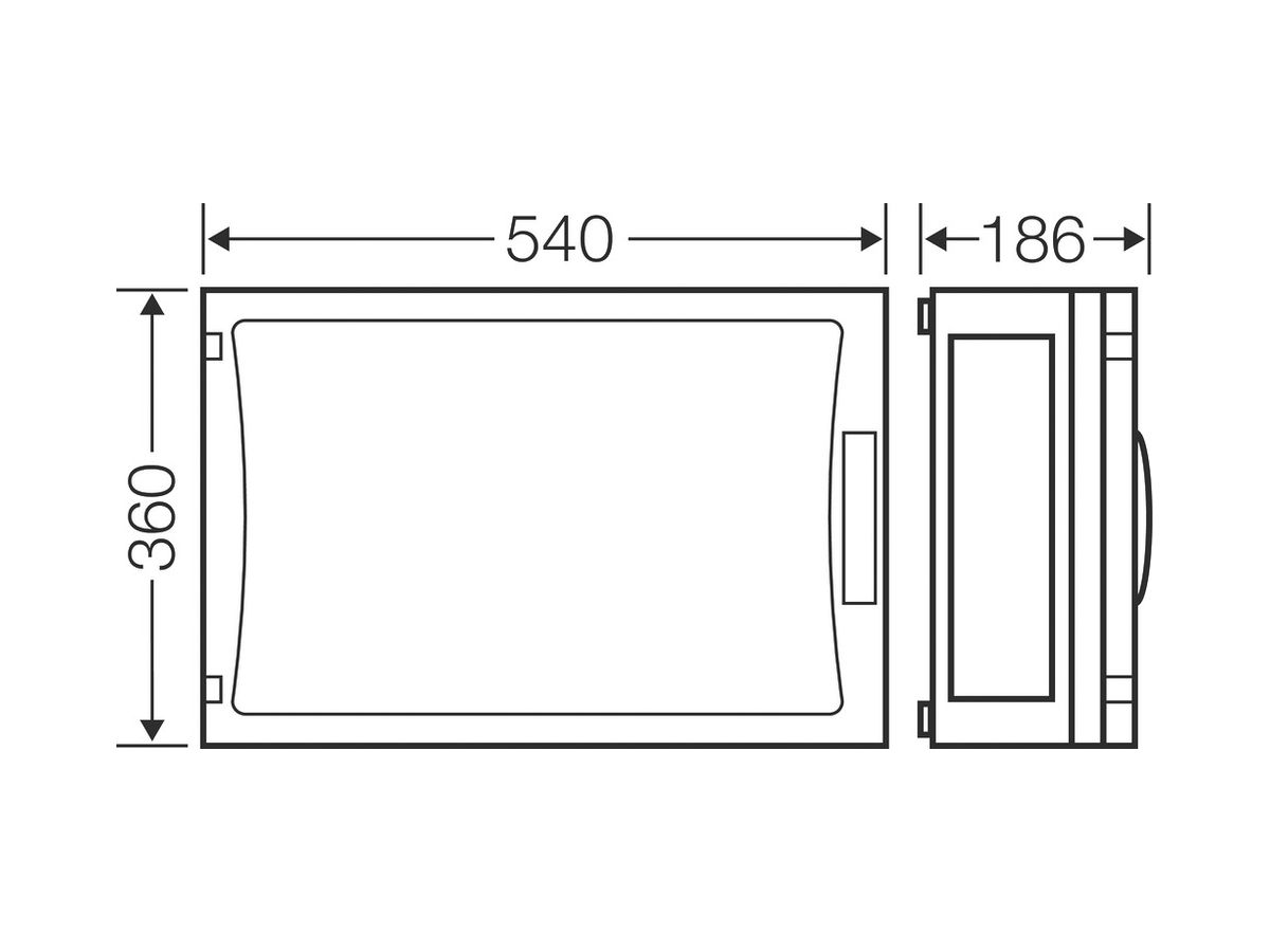 Apparategehäuse Hensel FP 0450 grau leer mit Türe offen 540×360×186mm