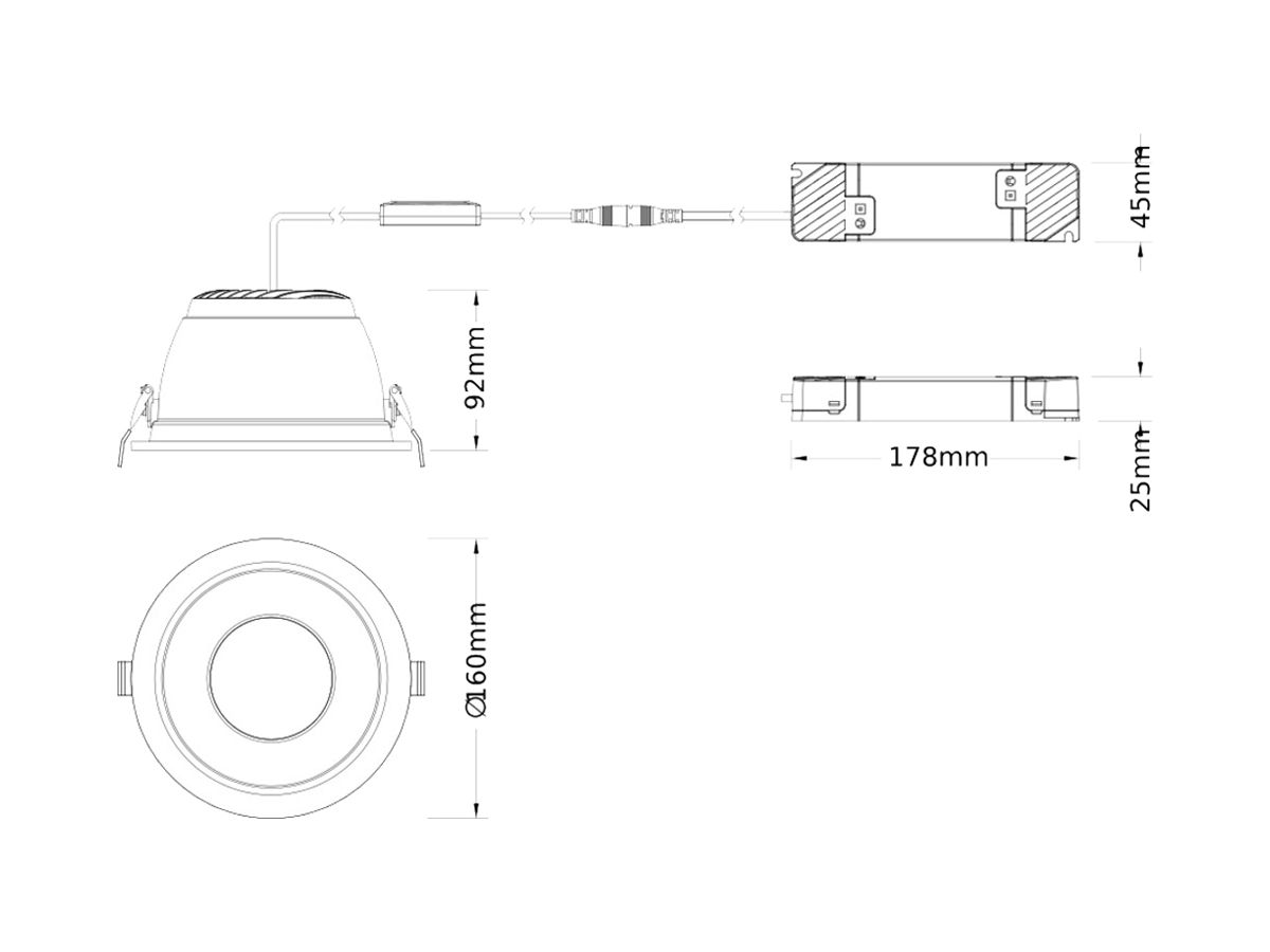 LED-Downlight LEDVANCE DL CMFT 18W 2160lm 3000K IP44 WB DIM cenbat Ø160mm ws