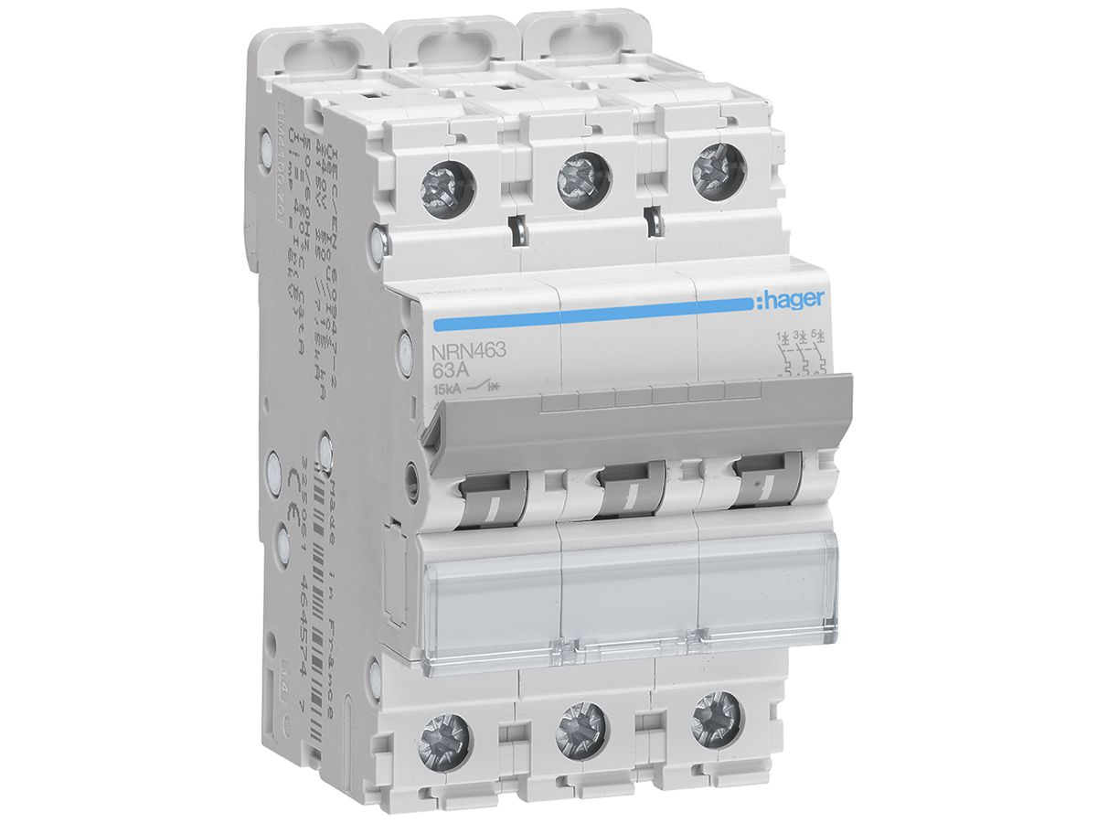 Leitungsschutzschalter Hager MCB 4P 415V Typ C 63A 4TE