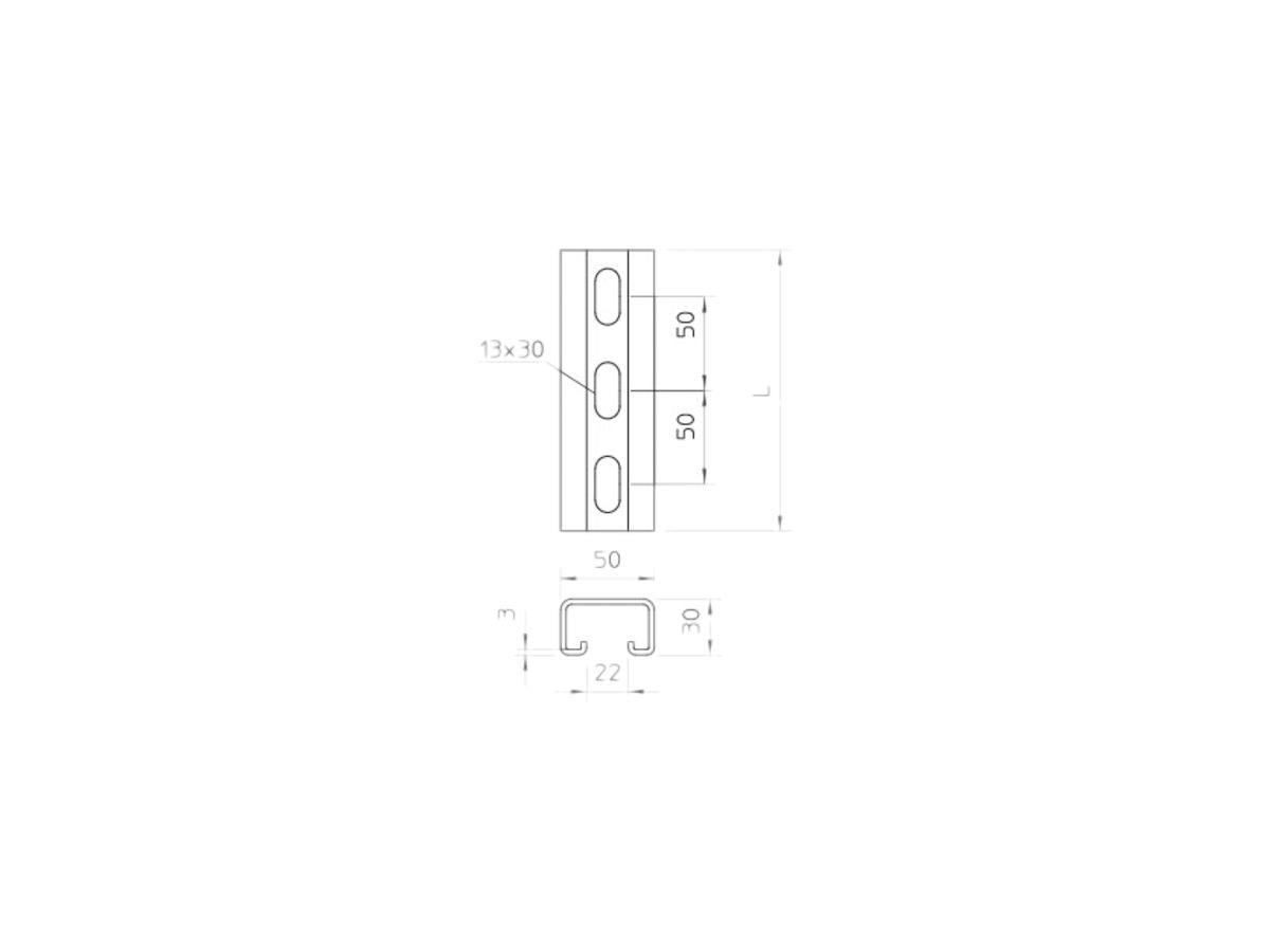 Profilschiene Bettermann 800×50×30mm tauchfeuerverzinkt