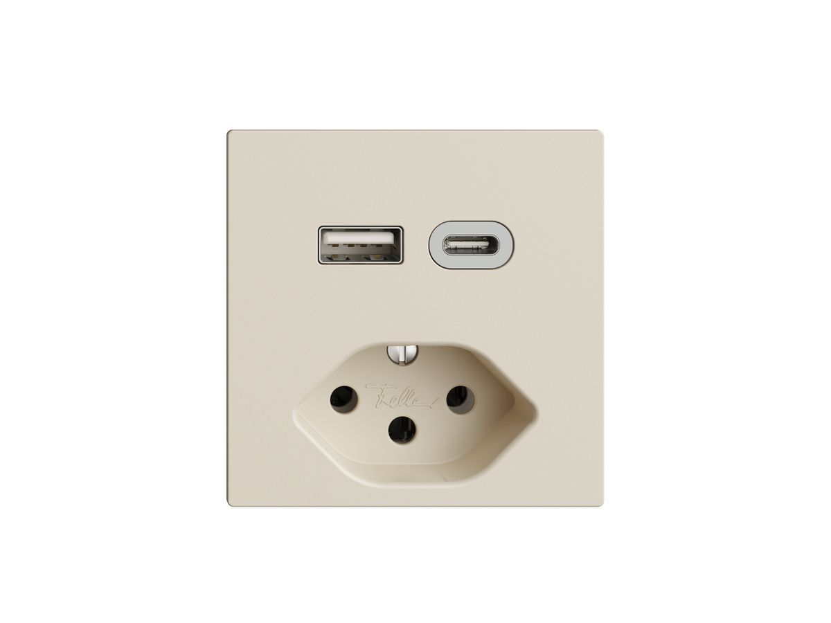Steckdose USB Typ A+C + Typ 13 Feller EDIZIOdue F 230V 3000mA crema