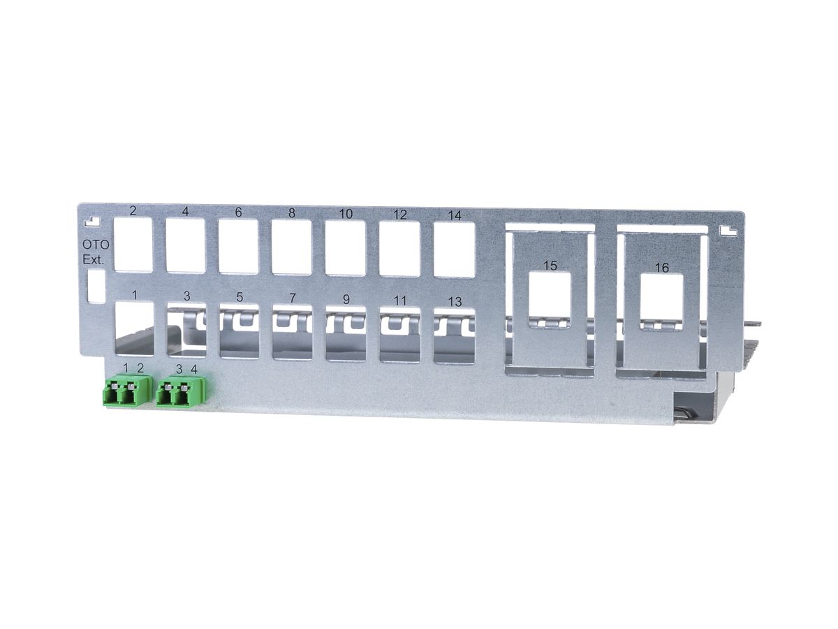 Patchpanel CeCoNet Hybrid 14(+2)-Port RJ45 Keystone, 2×LC/d (2×)