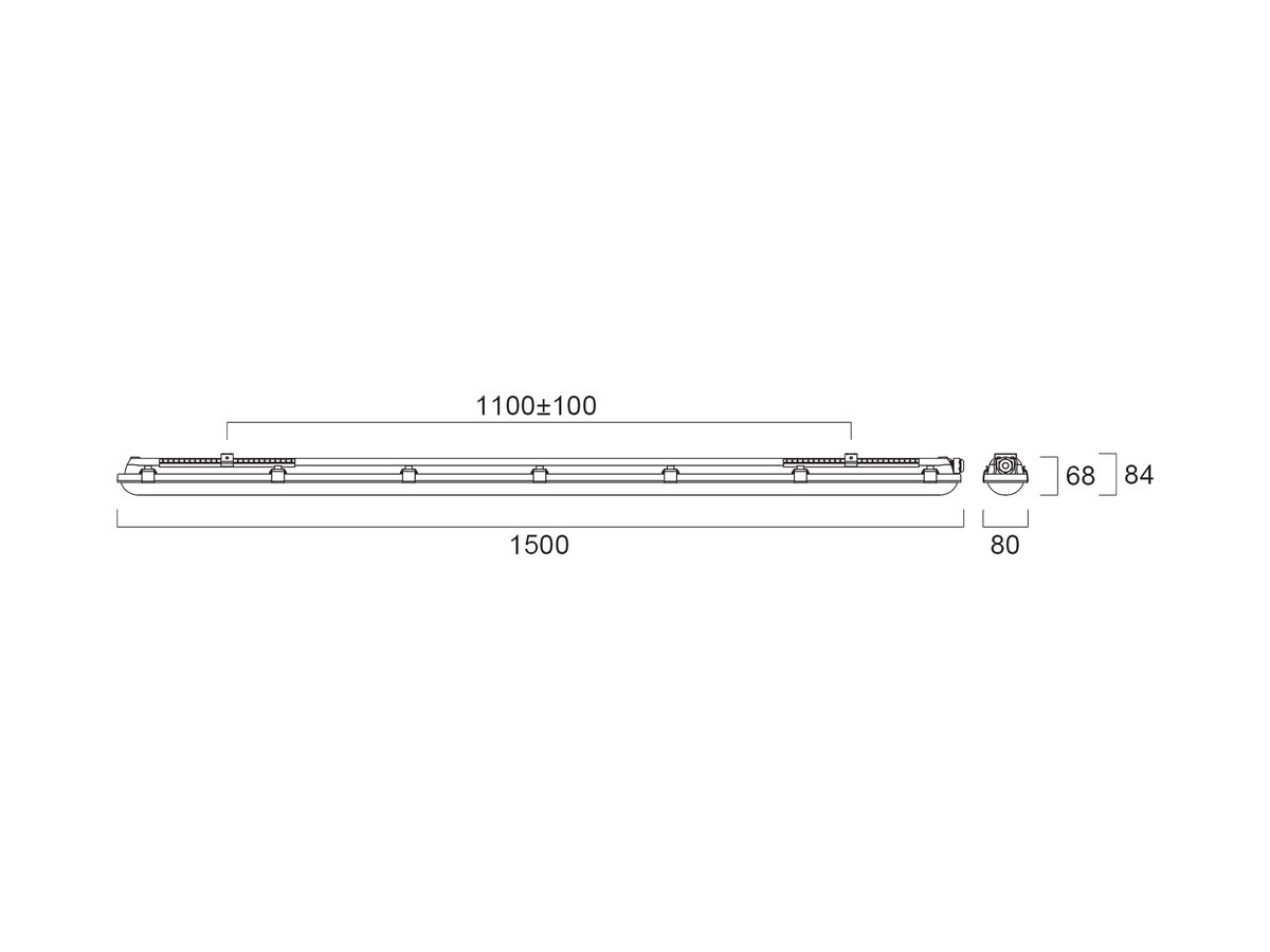 LED-Feuchtraumleuchte Sylvania Start Eco 40W 6000lm 3000…6500K IP65 1500mm grau