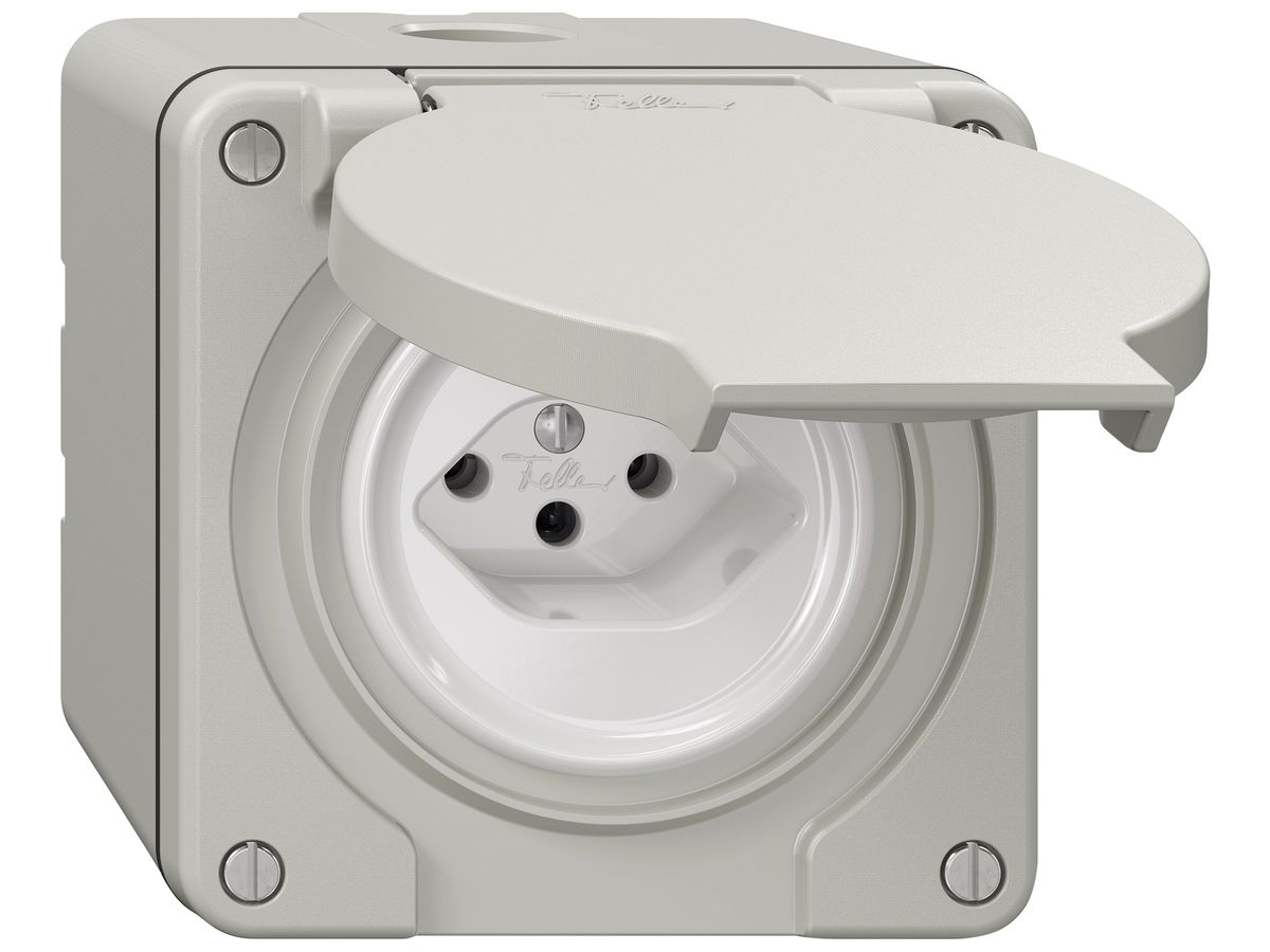 AP-Steckdose NEVO SNAPFIX® 1×T13 10A 250V 87×87×70mm IP21 lgu