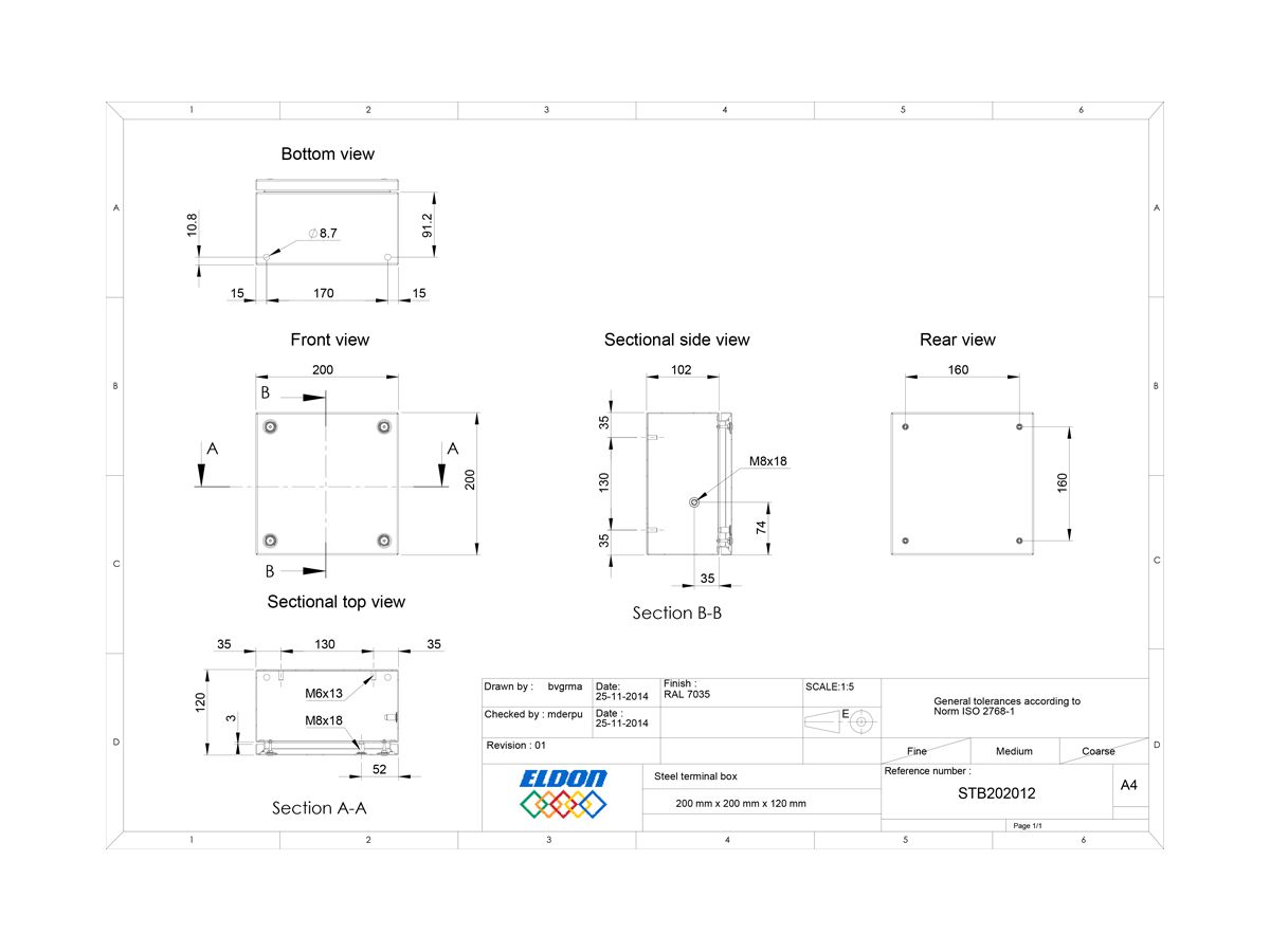 Klemmenkasten nVent HOFFMAN STB 200×200×120mm IP66 grau