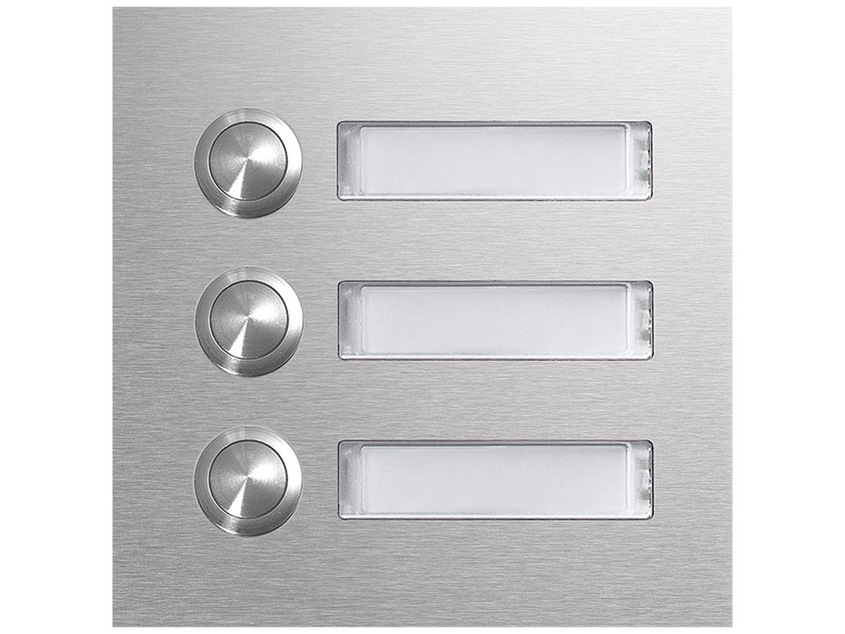 Tasterplatte Hager elcom.modesta mit LED-Namensschild, 3 Wohnungen