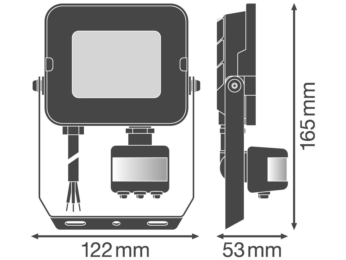 LED-Strahler FLOODLIGHT COMPACT SENSOR SYM 20W 830 1800lm IP65 schwarz