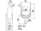 Schnellverleger BET 2056 U-Fuss Metall 40…46mm 1×Kabel A4 1.4571
