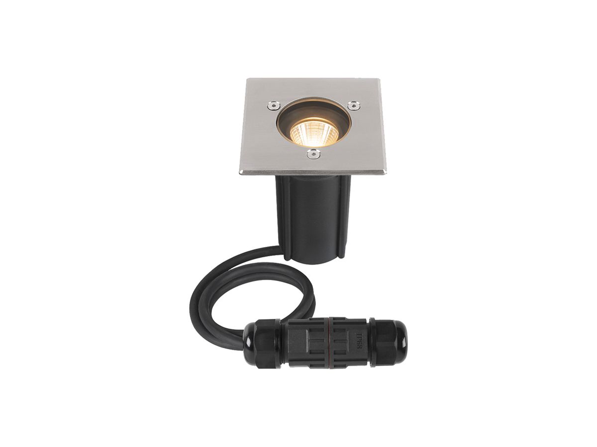 EB-LED-Bodenleuchte SLV DASAR S IP67 4W 350lm 830 24° 95×95mm Edelstahl