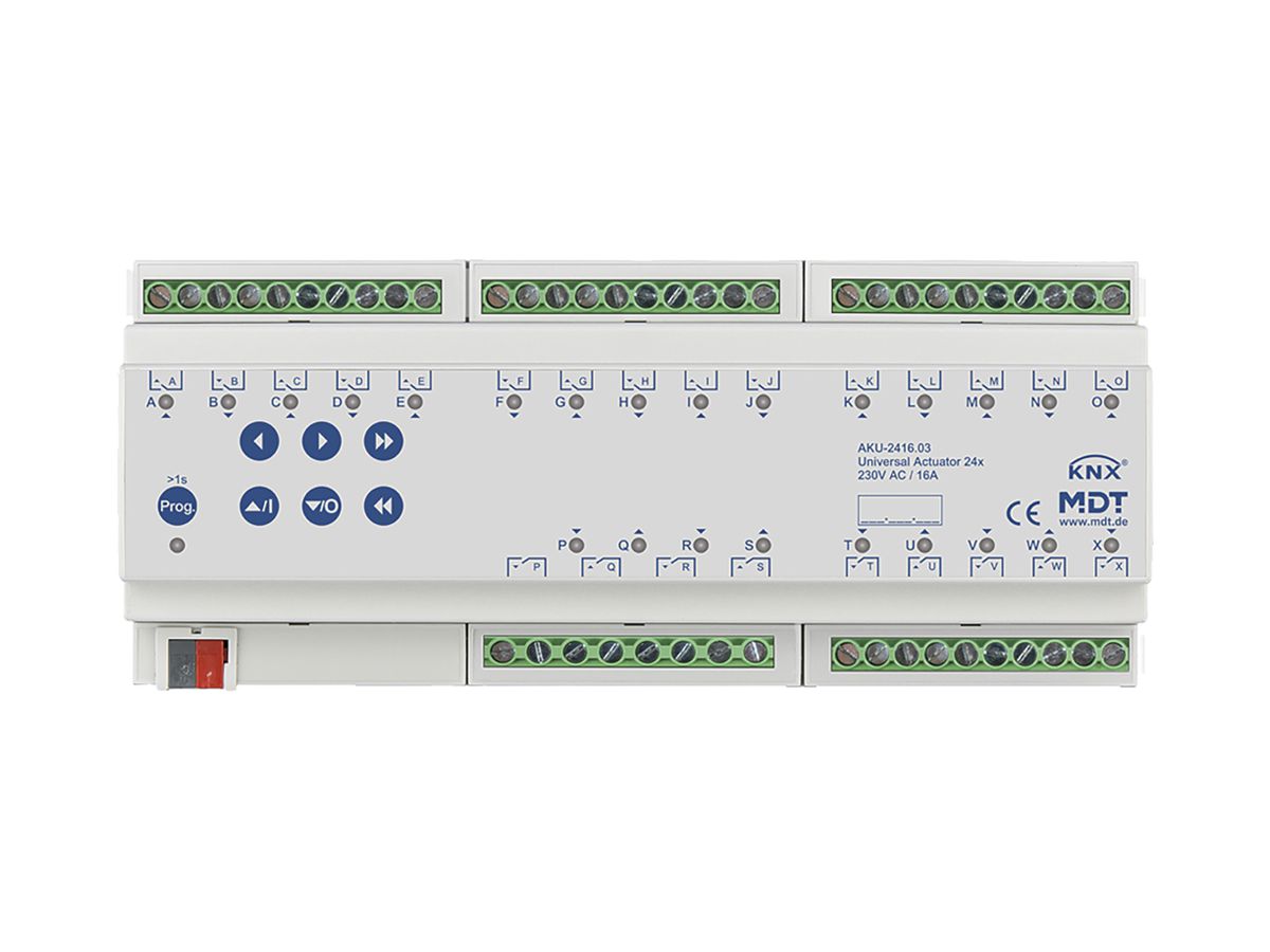REG-Schaltaktor KNX MDT AKU-2416.03 24-Kan 16A 230VAC 12TE
