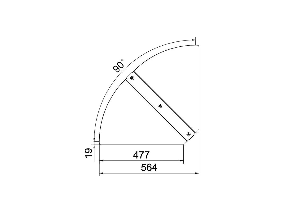 Deckel BET RBD W zu Bogen verstellbar 500mm Edelstahl A4 blank