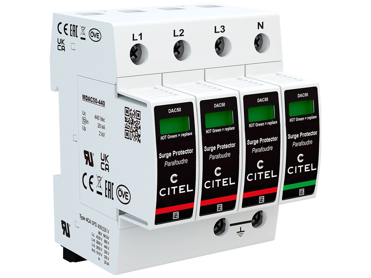 Überspannungsableiter  Citel DAC50S-31-440, Typ 2, 4-polig