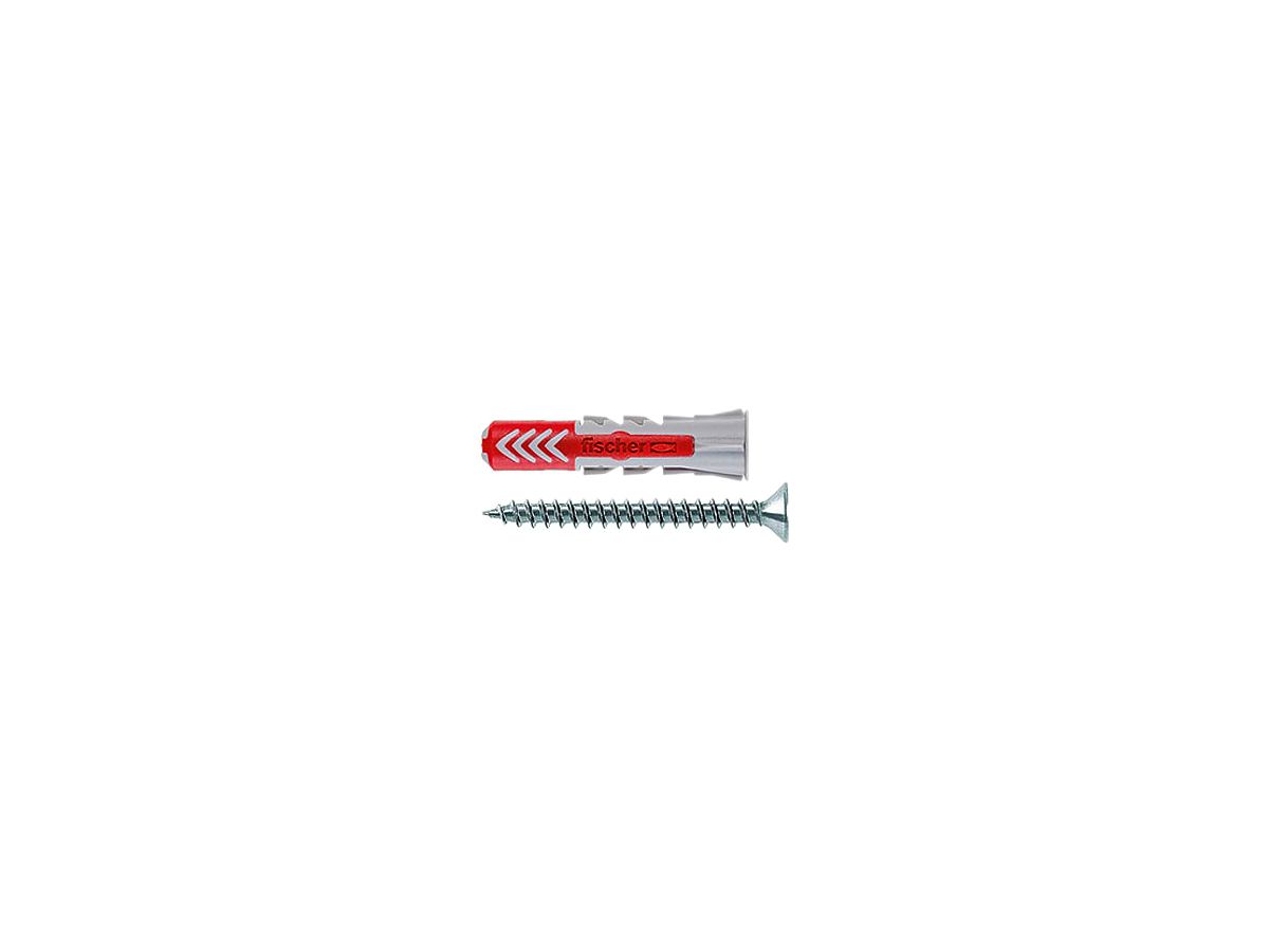 Universaldübel fischer DuoPower S 5×25mm mit Schraube 4×35mm Nylon grau/rot